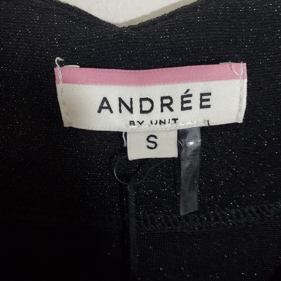 NWT Andree by Unit Black Metallic Sparkly Faux Wrap Top Small Whimsigoth Fairy - Picture 4 of 10